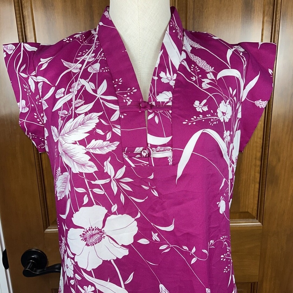 Vintage Hawaiian Dress Womens Medium Pink Floral Maxi 60s Tropical Retro Island